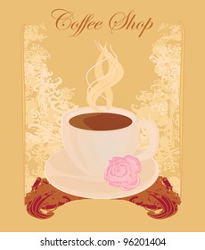 Cup of coffee with abstract design elements