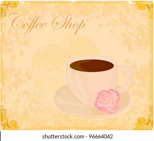Cup of coffee with abstract design elements