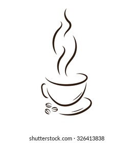Cup of coffee. Abstract icon. Silhouette vector illustration