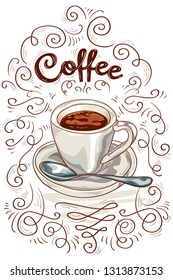 Cup of coffee advertising poster