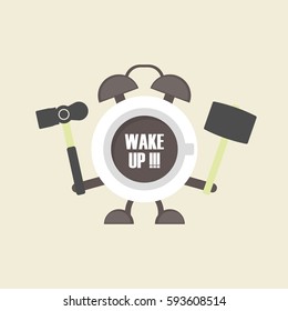 cup of coffee in alarm clock shape, retro style