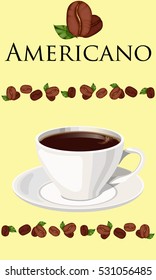 Cup of coffee. Americano. Vector illustration. Coffee Shop Design