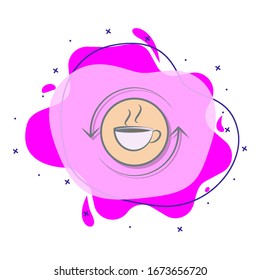 Cup of coffee and arrow colored liquid bacdge icon. Simple color vector of coffee icons for ui and ux, website or mobile application