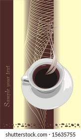 Cup with coffee. Background for wrapping. Vector