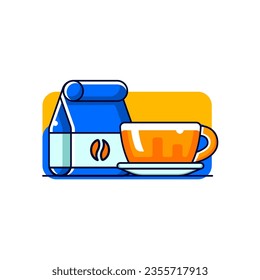 Illustration zum Design der Cup- und Kaffeebeutel