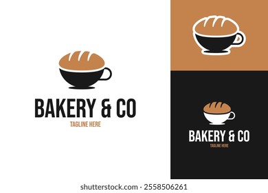 Cup coffee with bakery logo design template vector illustration