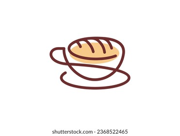café y panadería, diseño sencillo y moderno de logotipo de línea