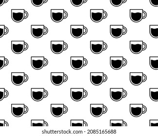 Cup With Coffee Bean For Take Away. Seamless Pattern On White Background
