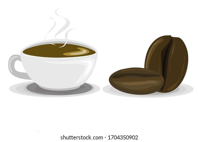 cup of coffee with beans