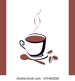 cup of coffee with coffee beans