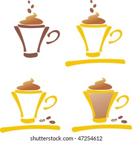 a cup of coffee with coffee beans and chocolate