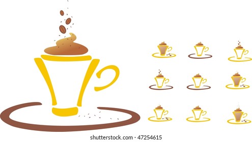 a cup of coffee with coffee beans and chocolate