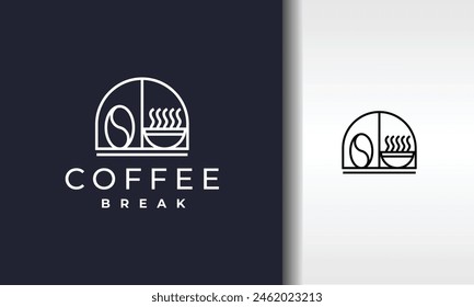 una taza y un logotipo de granos de café