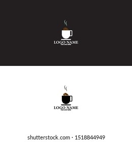 cup coffee beans logo with black and white background