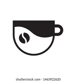 Cup with coffee beans logo template vector icon design