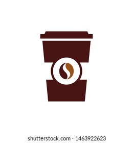 Cup with coffee beans logo template vector icon design