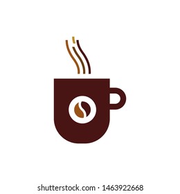 Cup with coffee beans logo template vector icon design