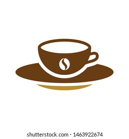 Cup with coffee beans logo template vector icon design