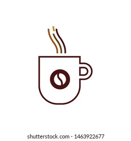 Cup with coffee beans logo template vector icon design
