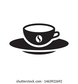 Cup with coffee beans logo template vector icon design
