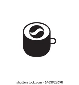 Cup with coffee beans logo template vector icon design