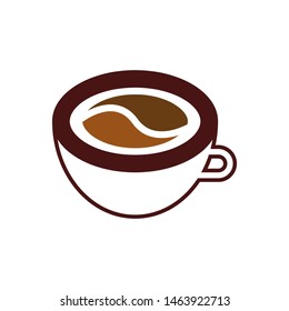 Cup with coffee beans logo template vector icon design