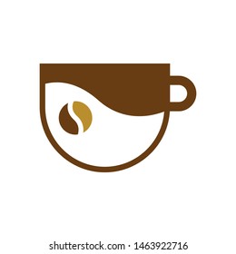 Cup with coffee beans logo template vector icon design