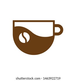 Cup with coffee beans logo template vector icon design