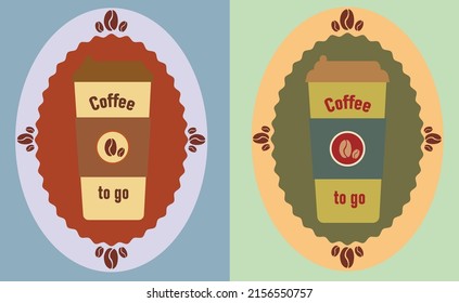 Cup of coffee with coffee beans on a dark background. Disposable paper cup of coffee.