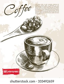 cup of coffee. beautiful background made by hand