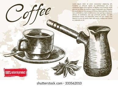 cup of coffee. beautiful background made by hand