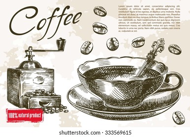 cup of coffee. beautiful background made by hand
