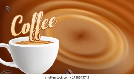 Kaffeebecher mit schöner Latte Art. Vector Illustration