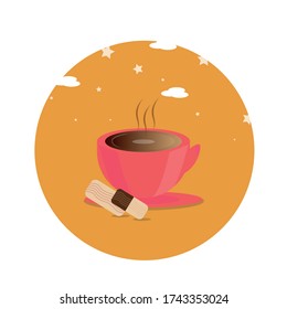 Cup of coffee with biscuits - Vector art - Flat Design