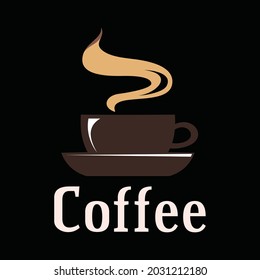 cup of coffee in black background 