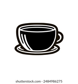 a cup of coffee black sticker vector illustration template design