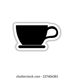 cup of coffee - black vector icon with shadow