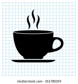 Cup of coffee - black vector icon