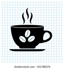 Cup of coffee - black vector icon