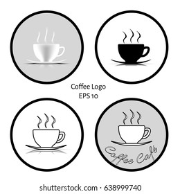Cup of coffee in black white gray tone with white background. Coffee . vector. illustration. basic red green blue. graphic design.