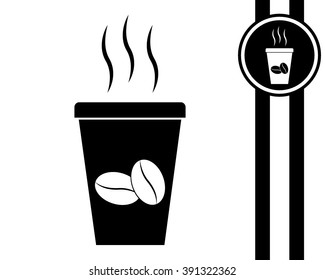 cup of coffee - black and white vector icon