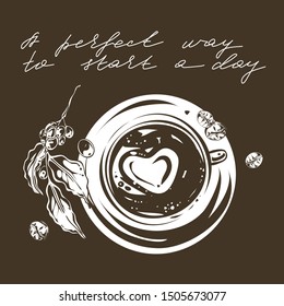 Cup of coffee and blur on backcground, vector