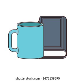 cup of coffee with book isolated icon