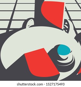 Cup of coffee and book on a table flat illustration and vintage vector art