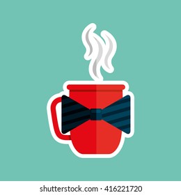 cup of coffee with bow tie design 