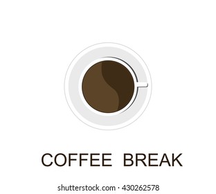 Cup of coffee. Coffee break. View from above