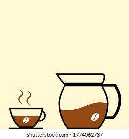 Cup coffee  and brown background - Vector Illustration