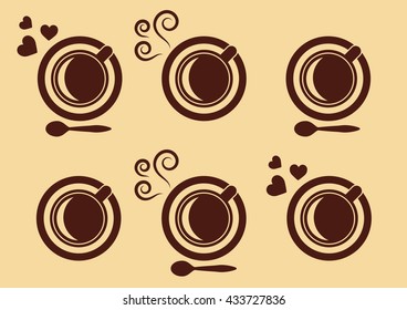 cup of coffee brown icon set