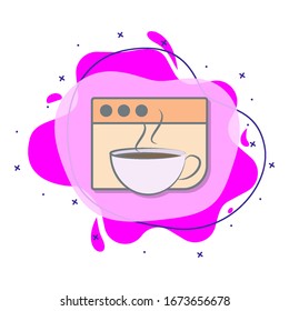 Cup of coffee in browser colored liquid bacdge icon. Simple color vector of coffee icons for ui and ux, website or mobile application