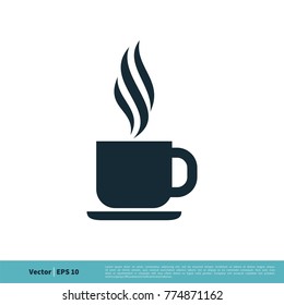 Cup of Coffee, Cafe Sign Icon Vector Logo Template Illustration Design. Vector EPS 10.